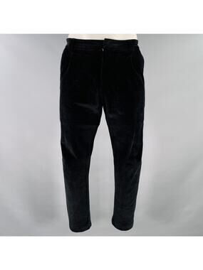 LOW BRAND Size 36 Black Corduroy Cotton Blend Pleated Casual Pants